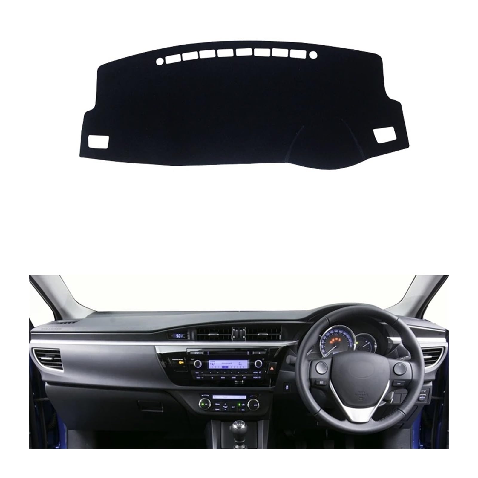 Teppich Dashmat Für Toyota Für Corolla E160 E170 E180 2014 2015 2016 2017 2018 Auto Dashboard Vermeiden Licht Pad Instrument Plattform Schreibtisch Abdeckung Matten Dash Mat(Front Black RHD) von Tfkkaw