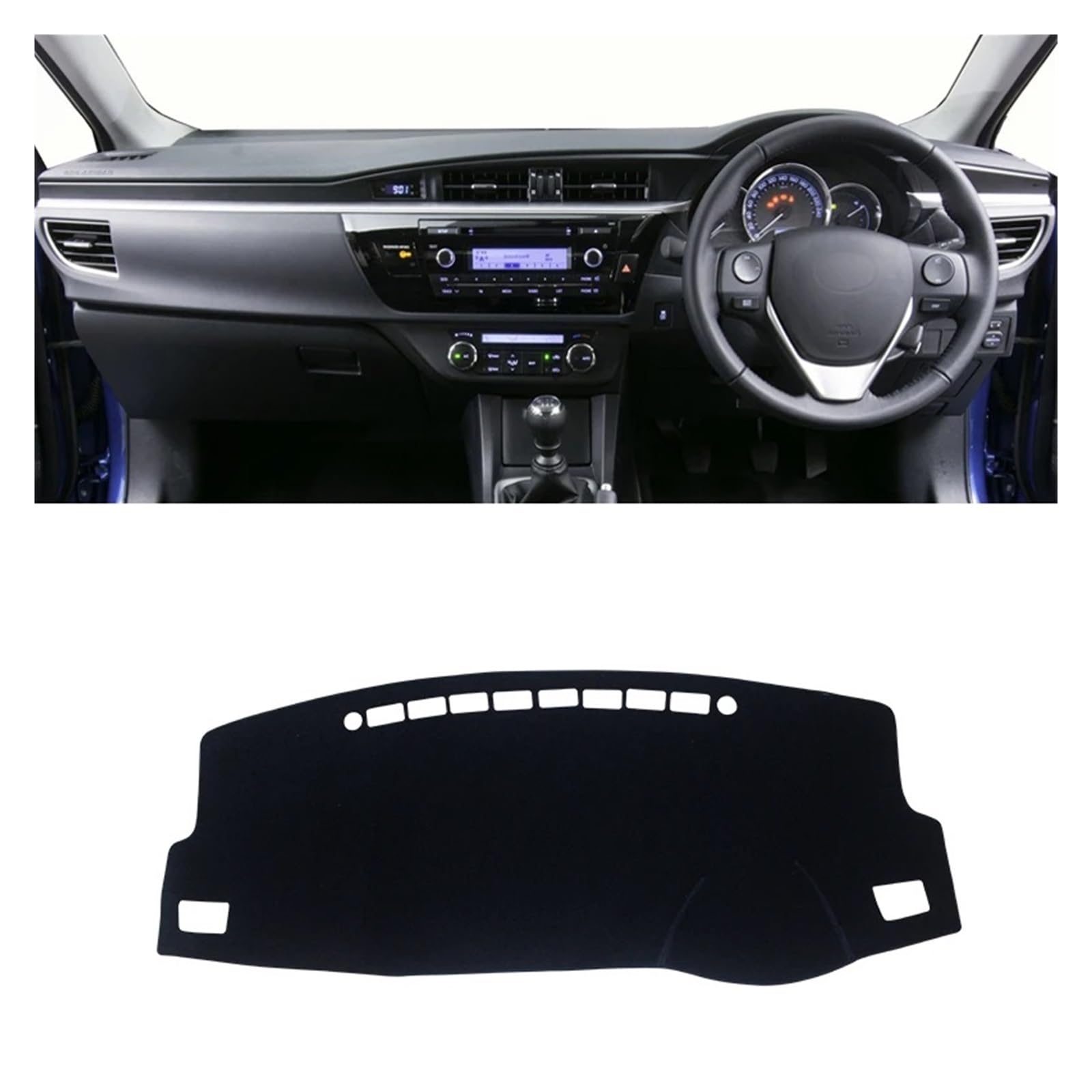 Teppich Dashmat Für Toyota Für Corolla E180 2014 2015 2016 2017 2018 Auto Armaturenbrett Abdeckung Matte Armaturenbrett Sonnenschutz Pad rutschfeste Pads DashMat Dash Mat(Front Black Side RHD) von Tfkkaw