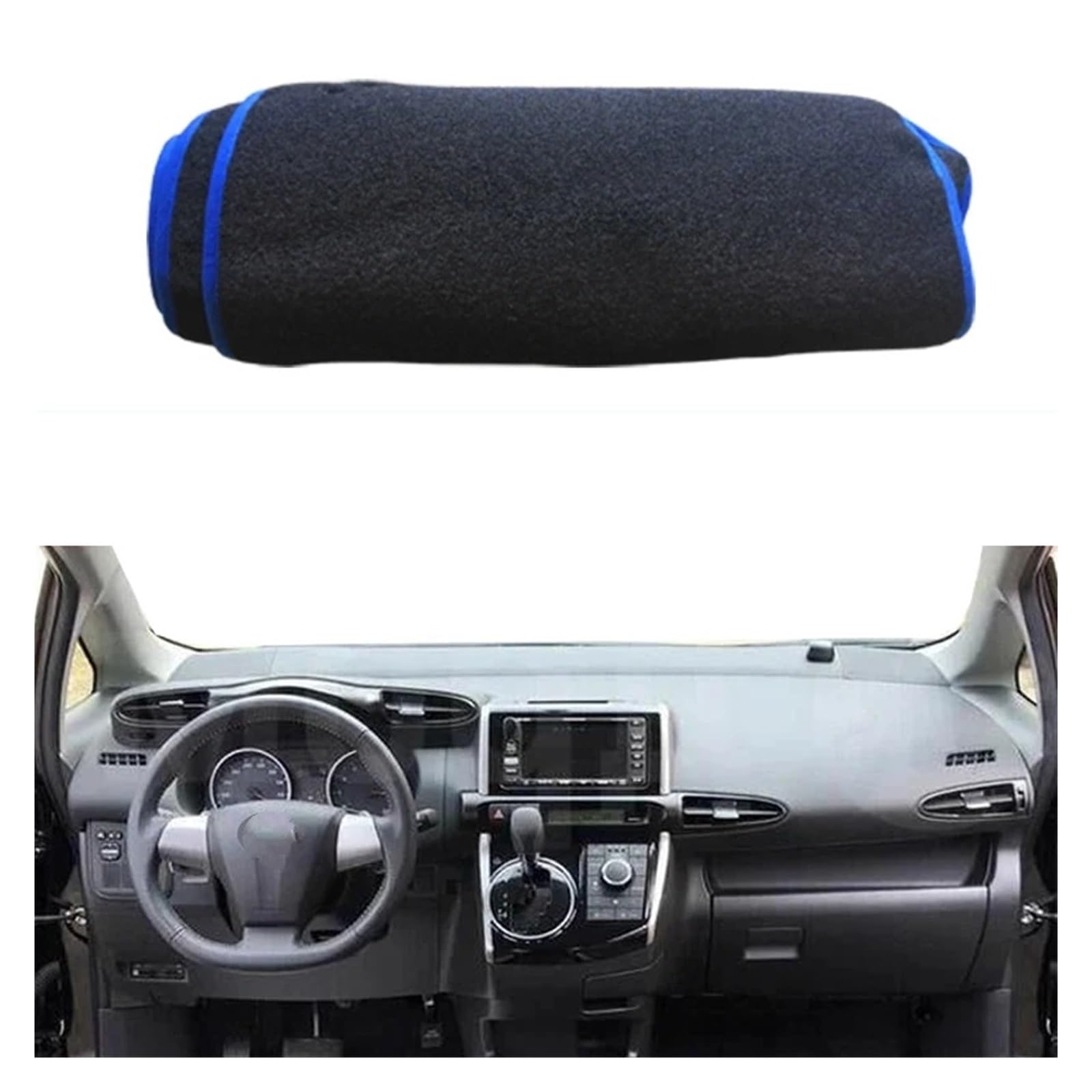 Teppich Dashmat Für Toyota Für Wunsch 2010 2011 2012 2013 2014 2015 2016 2017 2018 Dashmat Sonnenschutz Auto Innere Dashboard Abdeckung Dash Matte Teppich Dash Mat(LHD Blue Edge) von Tfkkaw