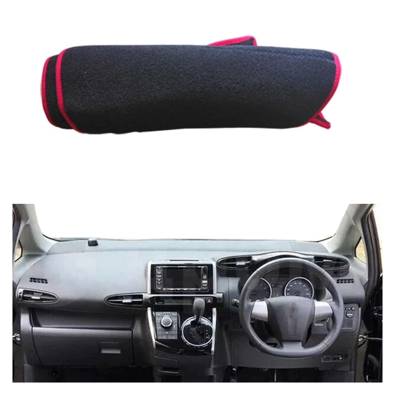 Teppich Dashmat Für Toyota Für Wunsch 2010 2011 2012 2013 2014 2015 2016 2017 2018 Dashmat Sonnenschutz Auto Innere Dashboard Abdeckung Dash Matte Teppich Dash Mat(RHD Red Edge) von Tfkkaw