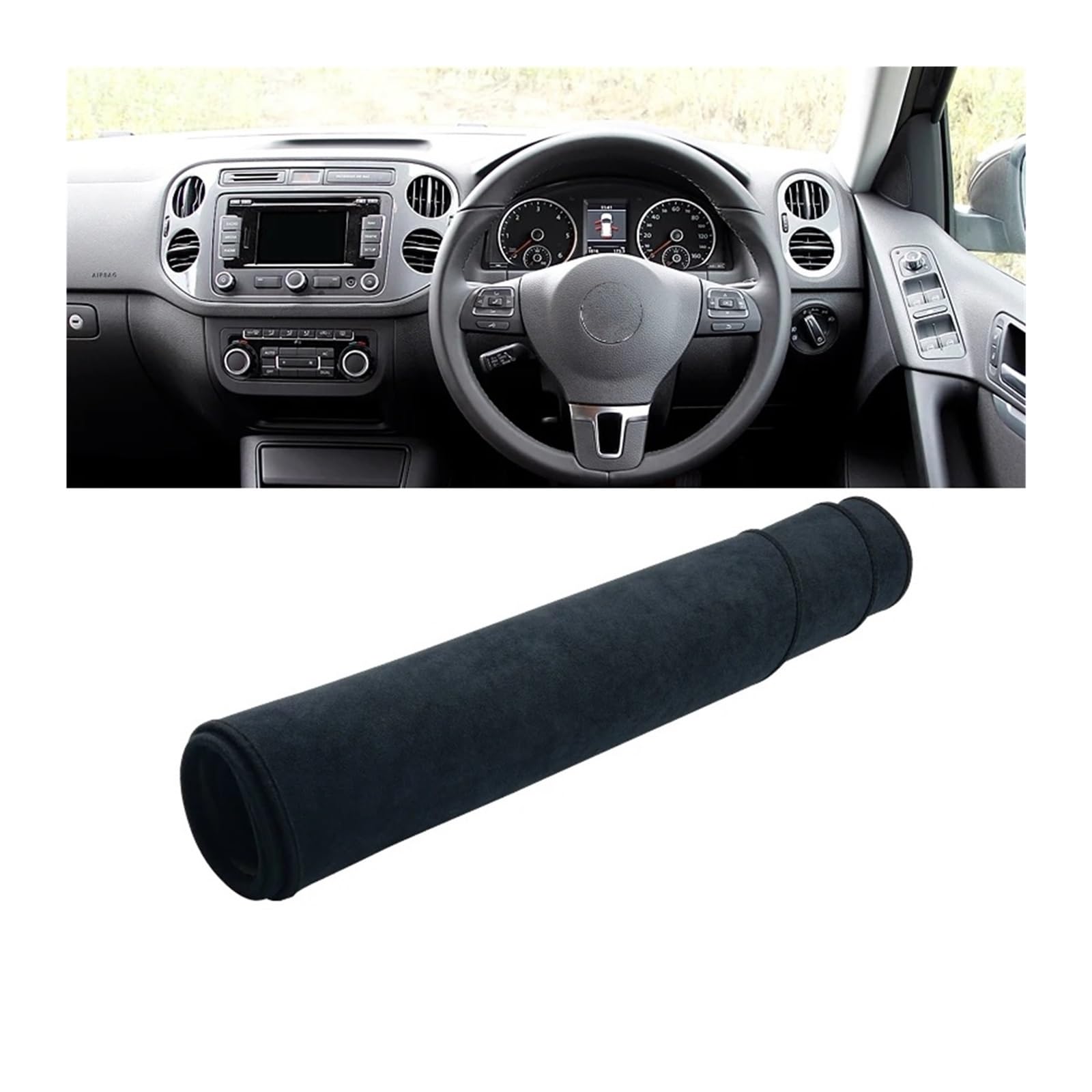 Teppich Dashmat Für VW Für Tiguan MK1 2007 2008 2009 2010 2011 2012 2013 2014 2015 Auto Dashboard Sonnenschutz Matte Abdeckung Pad Zubehör Dash Mat(B Black RHD) von Tfkkaw