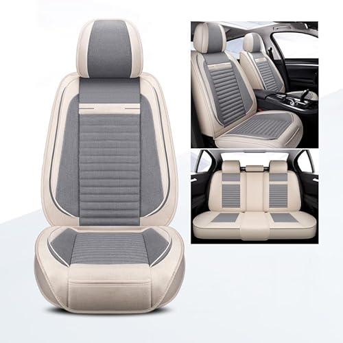 TgGreat AutositzbezüGe Für KIA Cadenza 2006-2015, Leinen Auto-Schonbezug, SitzbezüGe Auto Airbag-Kompatibel Bequem Rutschfester Leicht Reinigen,Beige+Grey von TgGreat