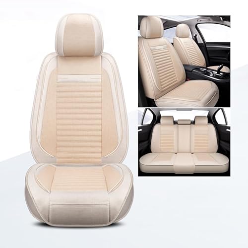 TgGreat AutositzbezüGe Für KIA Cadenza 2006-2015, Leinen Auto-Schonbezug, SitzbezüGe Auto Airbag-Kompatibel Bequem Rutschfester Leicht Reinigen,Beige+Skin von TgGreat