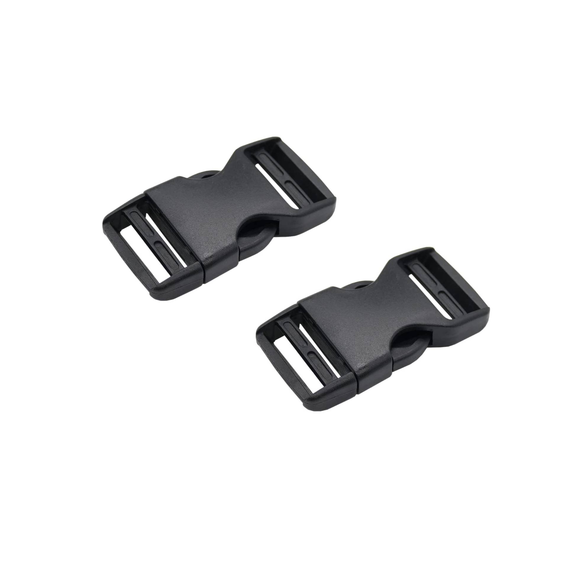 Steckschnallen für 25 mm breite Gurtbänder, 2 Stück, in Schwarz, aus Hartplastik, Steckschnallen-Klickverschluss, Ersatz Steckverschluss, Schnalle Reparatur, Rucksack Gurtschnalle, Steckschließe Gurt von The Bead Shop