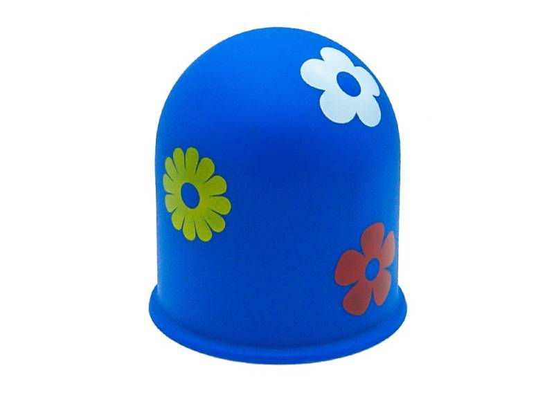 Schutzkappe Anhängerkupplung Blumenmuster bunte Blumen Flower Cap blau von The Coupling Caps