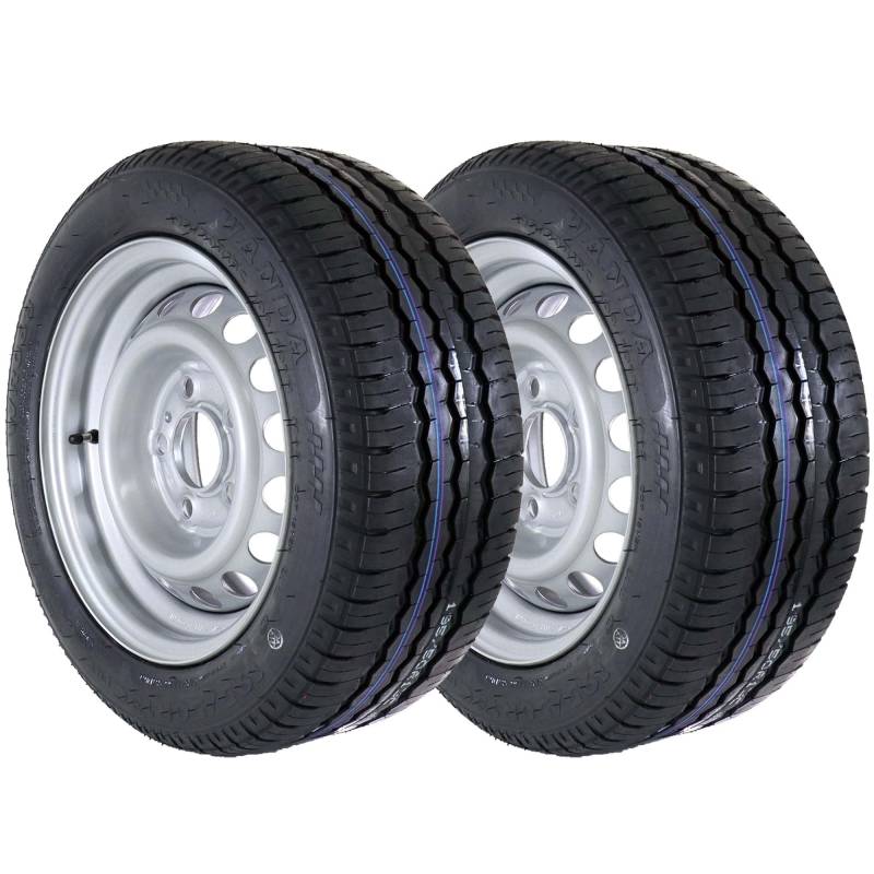 The Drive 2x Komplettrad 195/50 R13 C 104/101N M+S für Pkw-Anhänger & Caravan – Felge 6Jx13 H2 ET30 – Lochkreis 5x112 – Tragkraft bis 900kg – Alligator CVV40 Metallventil – Ersatzräder für Anhänger von The Drive