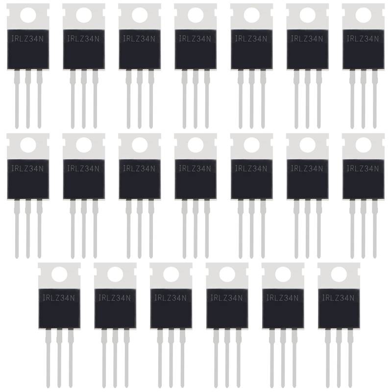 The Lord of the Tools 20 Stück IRLZ34N MOSFET Transistor N-Kanal ESD-bewertet TO-220 30A 55V 3-Pin Internationale Gleichrichterleistung für elektronische Schalter, steuerbarer Gleichrichter von The Lord of the Tools