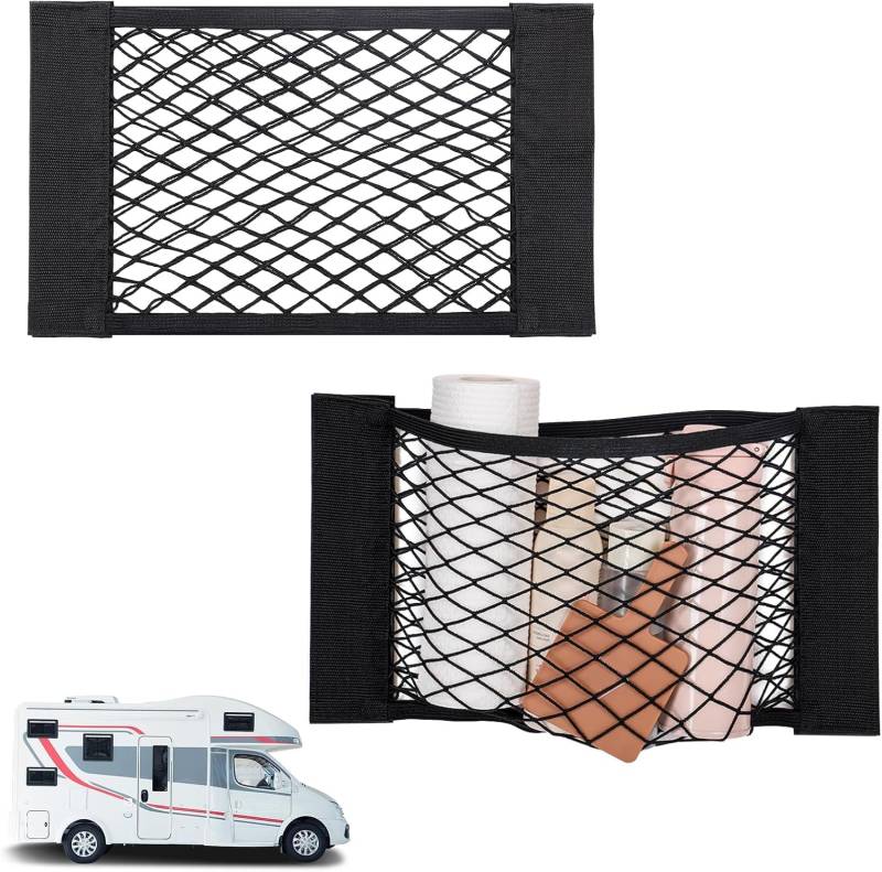 RV Cargo Storage Mesh Net Elastic Stretchable Car Storage Net RV Netting Pocket with 8 Adhesive Strip for Car, SUV, Truck (2) von Theaque