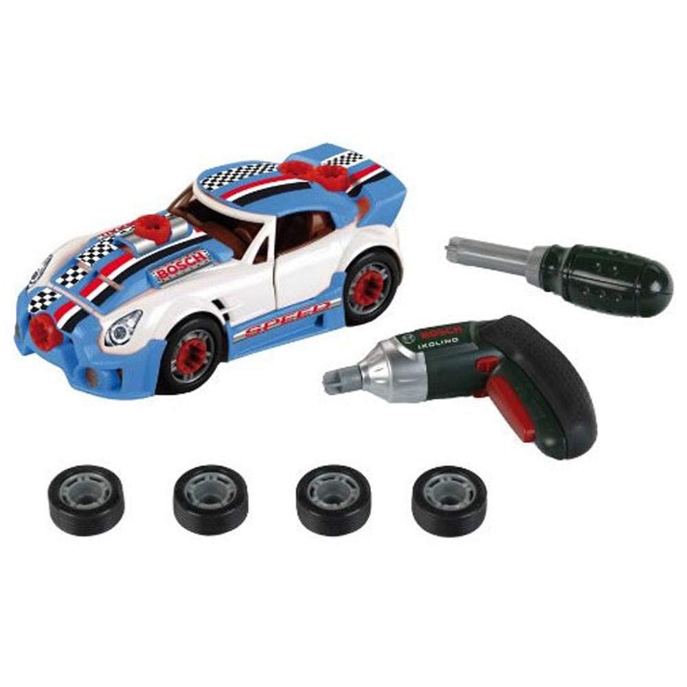 Theo Klein 8668 Bosch Car Tuning-Set | Zerlegbares Auto mit Tuning Zubehör | Mit batteriebetriebenem Akkuschrauber Ixolino | Maße: 20,5 cm x 9,5 cm x 6 cm | Spielzeug für Kinder ab 3 Jahren von Theo Klein