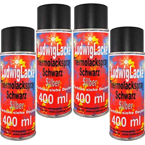 Thermolack 4X Spray 400ml Schwarz für Auspuff Motor Autolack a´400ml von Thermolack