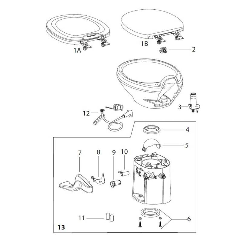 Thetford 42138 STYLE 2 TOILET BASE ONLY (Cover is not included) von Thetford