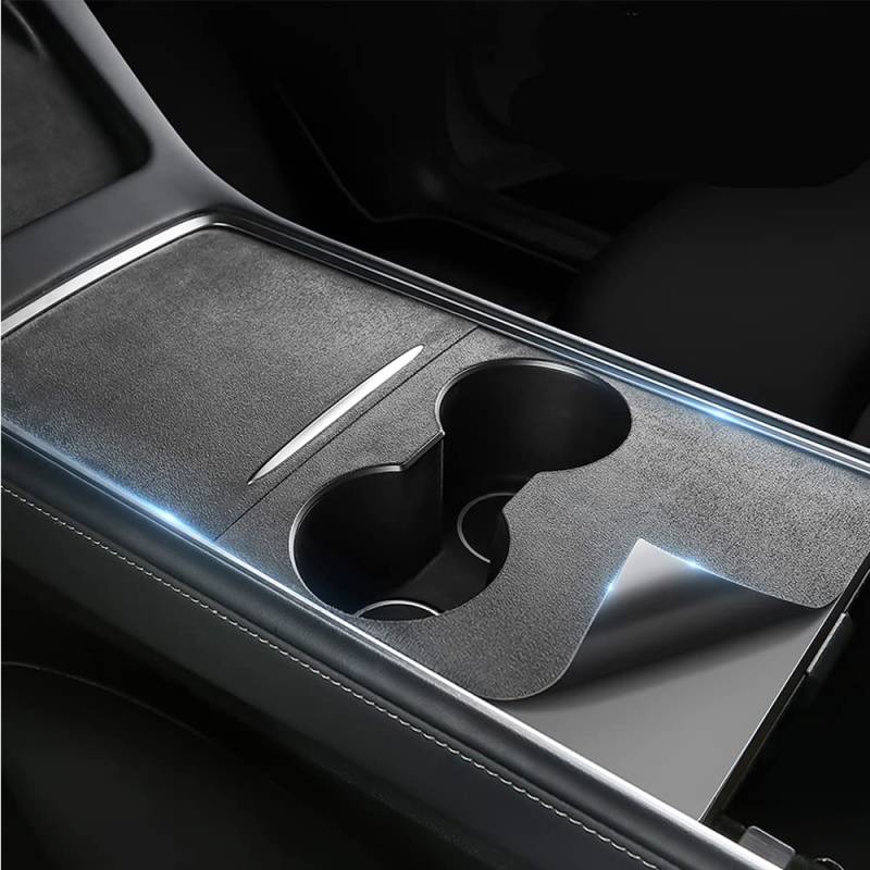 ThinsGo Tesla Model 3 Model Y Mittelkonsole Wrap Organizer Armlehne Bedienfeldschutz Zubehör 2023 2022 2021-Wildleder von ThinsGo