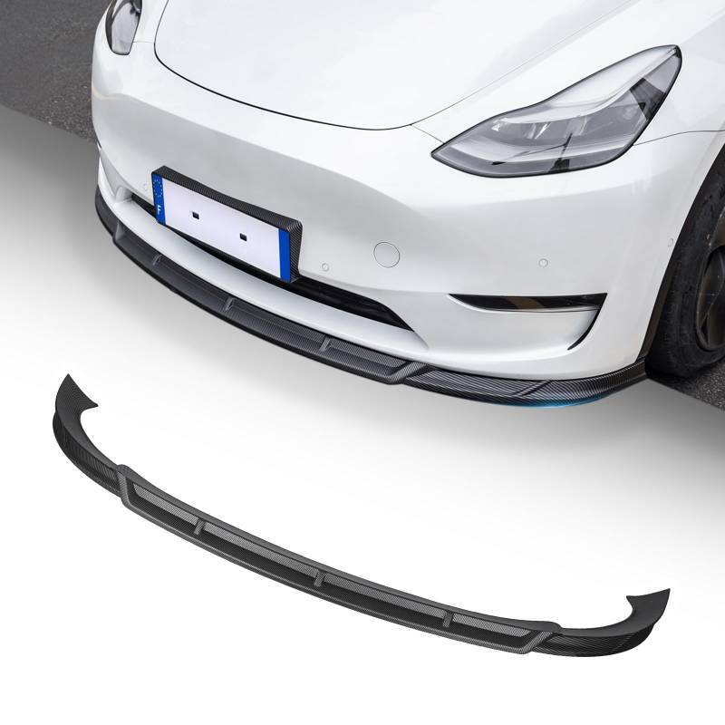 ThinsGo für Tesla Model Y Frontlippe Spoiler Frontspoiler Protector Stoßfängerlippe Spoilerlippe 2021 2022 2023 Zubehör (Matte Carbon Fiber) von ThinsGo