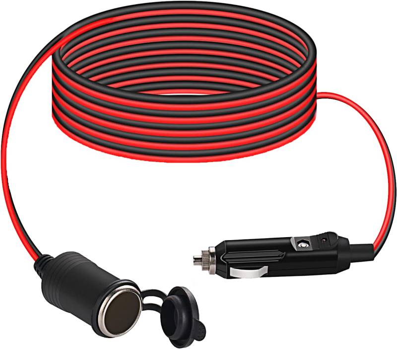 Thlevel 12V Verlängerungskabel Zigarettenanzünder Buchse Stecker 2 Meter 20AWG Kabel Ladegerät Adapter Auto Wasserdicht mit 15A Sicherung für 12V/24V Strom LKW Lieferwagen Wohnmobil Geräte von Thlevel