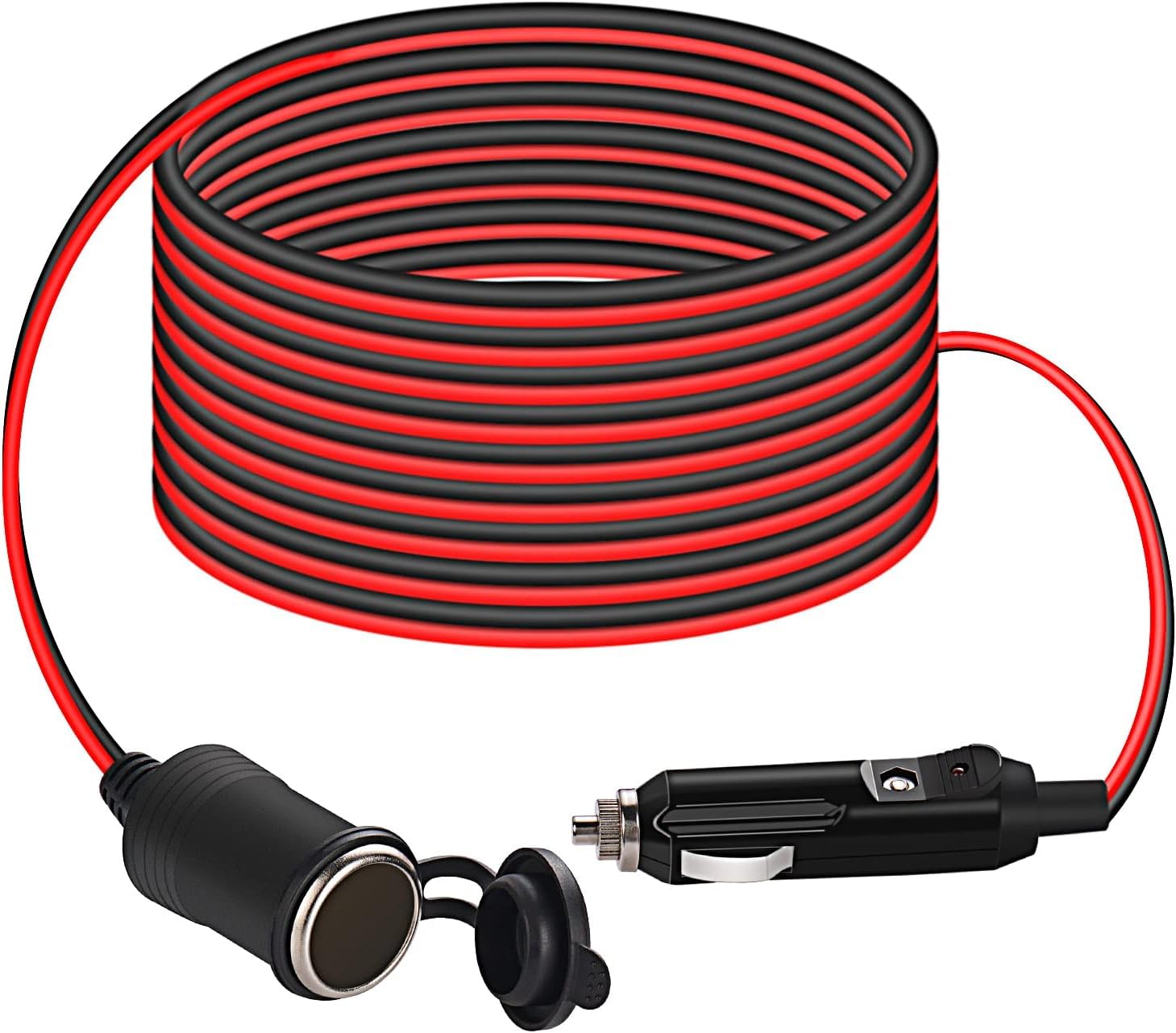 Thlevel 5 Meter 12V Verlängerungskabel Zigarettenanzünder Buchse Stecker 20AWG Kabel Ladegerät Adapter Auto Wasserdicht mit 15A Sicherung für 12V/ 24V Strom LKW Lieferwagen Wohnmobil Geräte von Thlevel