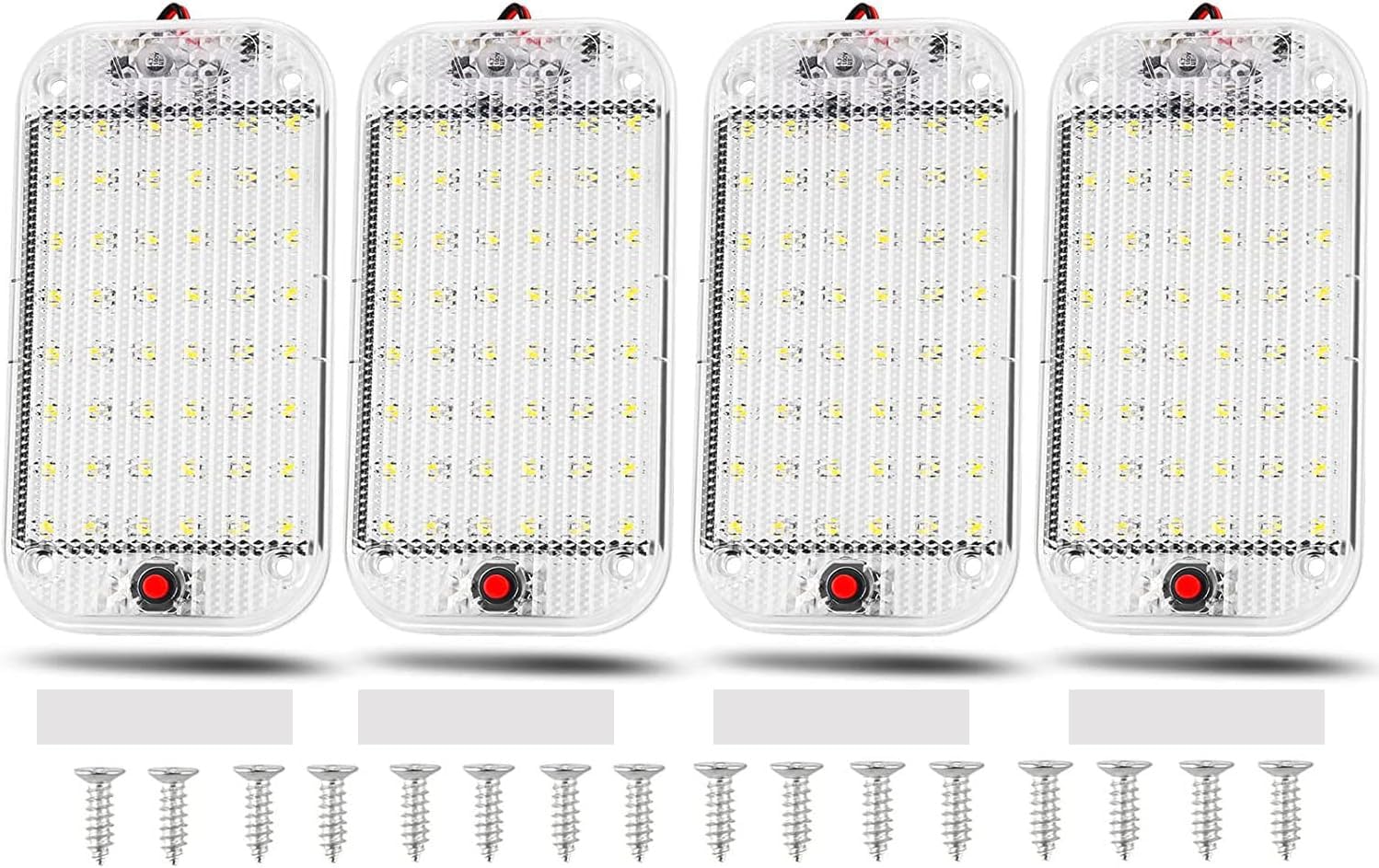 Thlevel Auto Innen Beleuchtung LED KFZ Innenraumbeleuchtung 48 LEDs 12V - 85V Weiß Lampe mit EIN/AUS Schalter für Auto Wohnmobile LKW Van Universal Beleuchtung (4 Stück) von Thlevel