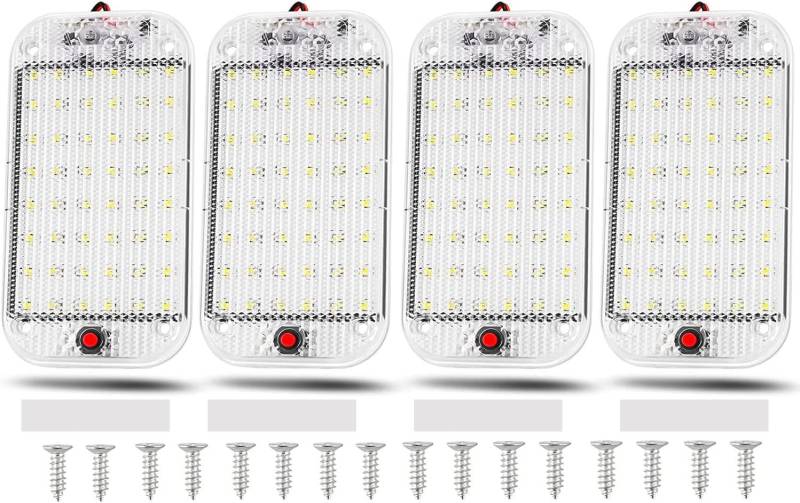 Thlevel Auto Innen Beleuchtung LED KFZ Innenraumbeleuchtung 48 LEDs 12V - 85V Weiß Lampe mit EIN/AUS Schalter für Auto Wohnmobile LKW Van Universal Beleuchtung (4 Stück) von Thlevel