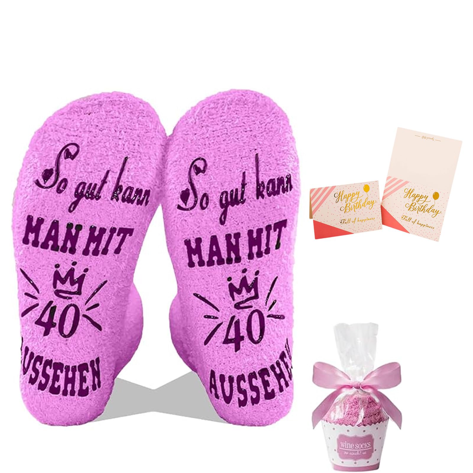 Thoquene Anti Rutsch Socken Geschenk 40 Geburtstag Frau, Lustige Geschenke zum Frauen von Thoquene