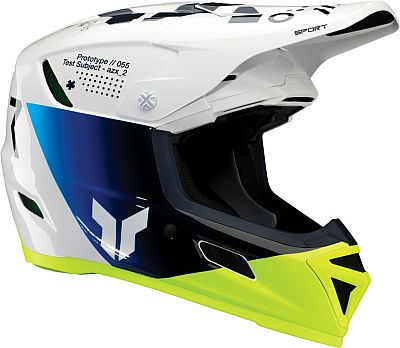 Thor Reflex Sport Strike, Motocrosshelm - Weiß/Blau/Neon-Grün - L von Thor