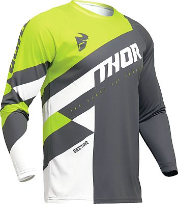 Thor Sector Checker, Trikot - Grau/Weiß/Neon-Gelb - M von Thor