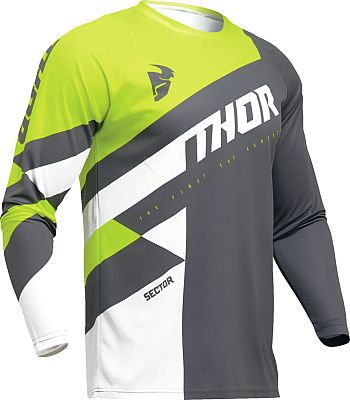 Thor Sector Checker, Trikot Kinder - Grau/Weiß/Neon-Gelb - M von Thor