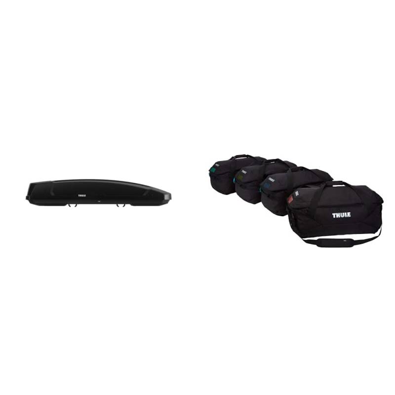 Thule 635500 Dachboxen Force XT Alpine Black Aeroskin, Schwarz & 800603 GoPack Set, Set of 4 von Thule