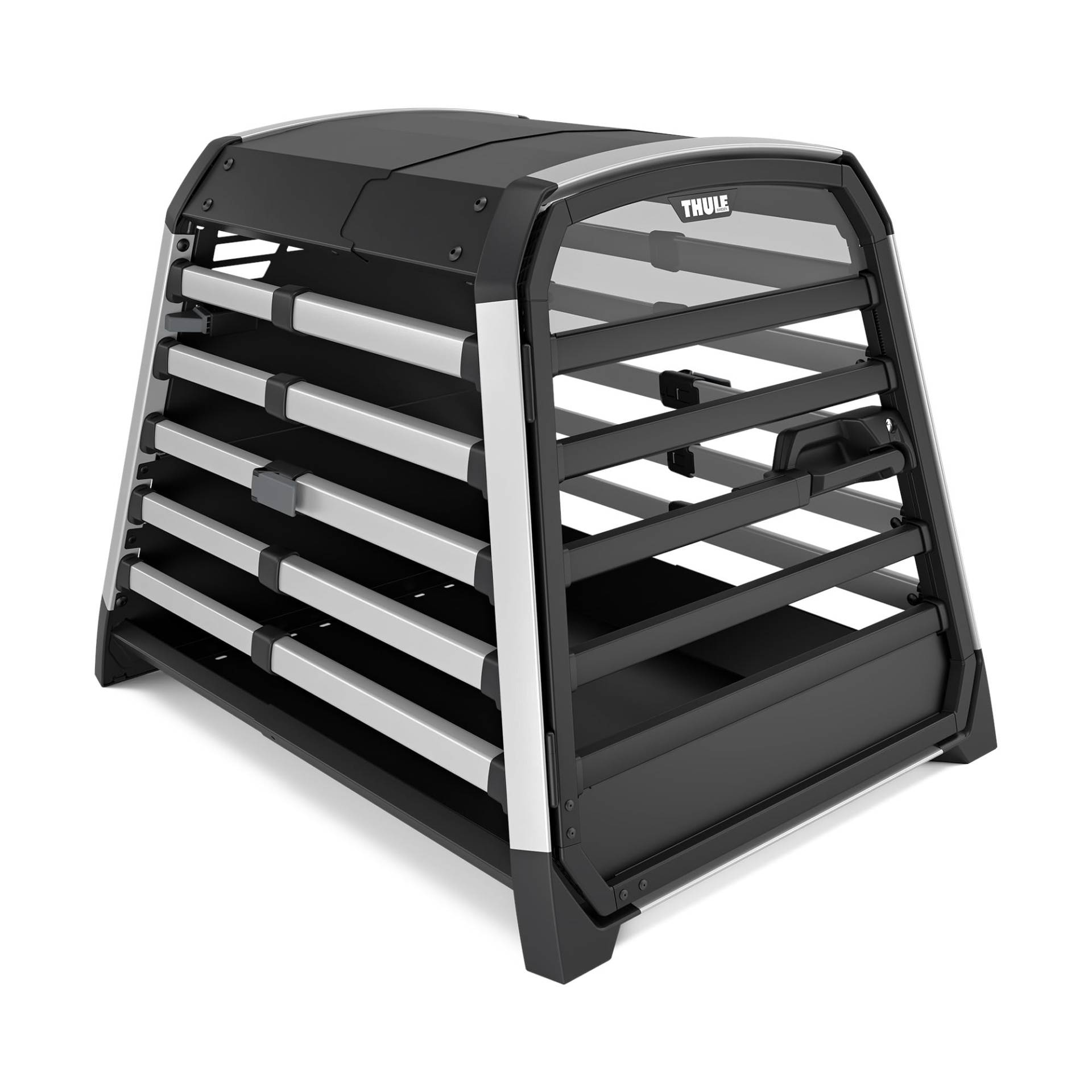 Thule Allax Hundebox, Transportbox Hund, Hundebox für Auto Black/Aluminium L Compact von Thule