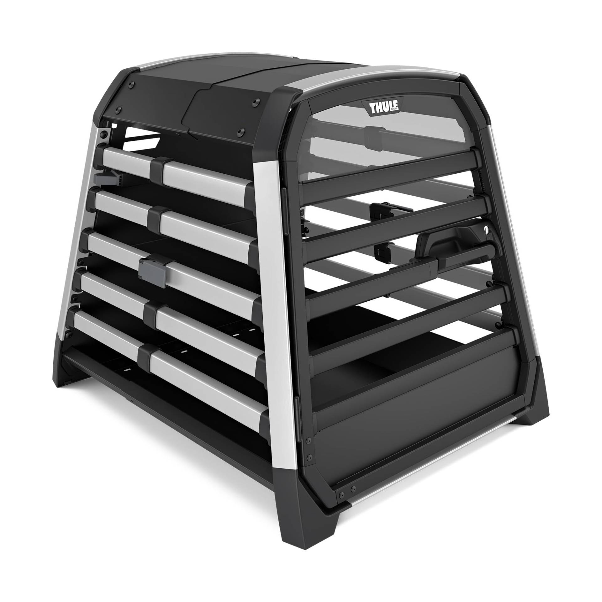 Thule Allax Hundebox, Transportbox Hund, Hundebox für Auto Black/Aluminium M Compact von Thule