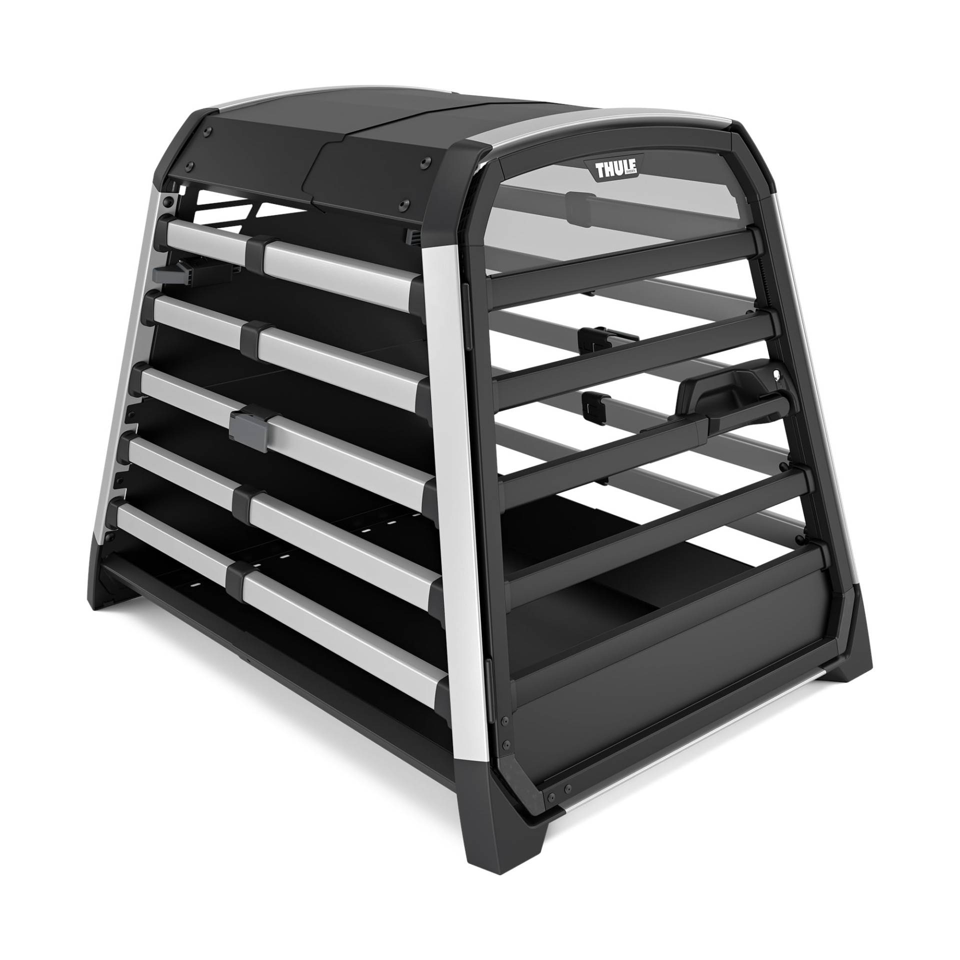 Thule Allax Hundebox, Transportbox Hund, Hundebox für Auto Black/Aluminium XL Compact von Thule