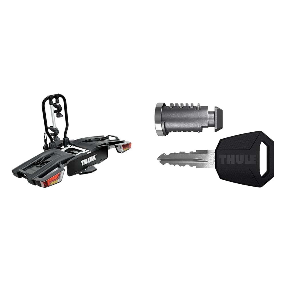 Thule EasyFold XT Fahrradträger für Anhängerkupplung 2 Fahrräder Silber & One-Key System 6-Pack Black Black 4 Lock cylinders von Thule