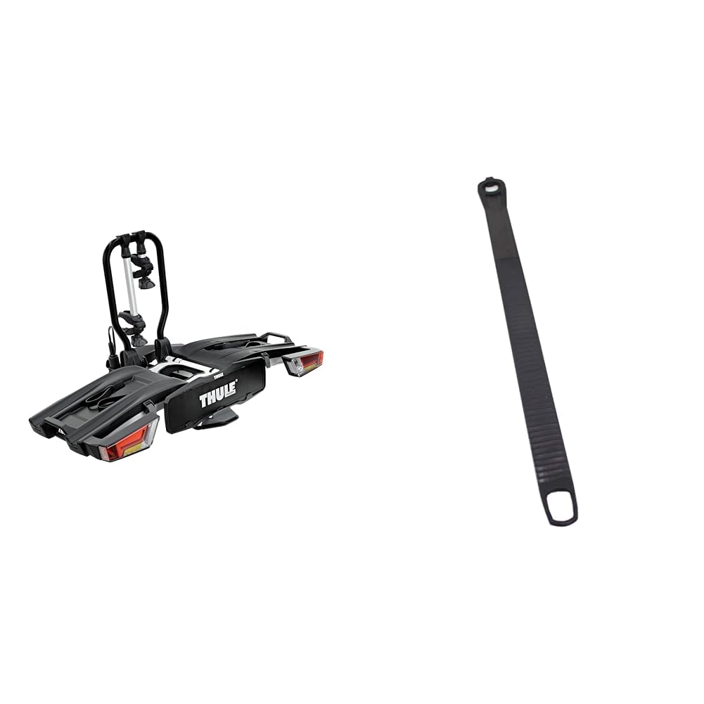 Thule EasyFold XT Fahrradträger für Anhängerkupplung 2 Fahrräder Silber & Wheel Strap G6, Schwarz, 39.5 cm von Thule