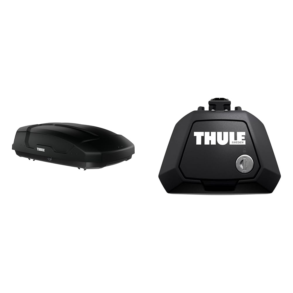 Thule Force XT S Black Aeroskin & Raised Rail Evo Fußsatz für Fahrzeuge mit offener Reling, 710410, Black (schwarz), Einheitsgröße von Thule