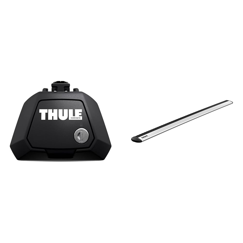 Thule Raised Rail Evo Fußsatz für Fahrzeuge mit offener Reling, 710410, Black (schwarz), Einheitsgröße & 711400 WingBar Evo Silber, Set of 2 Aluminium 135 cm von Thule