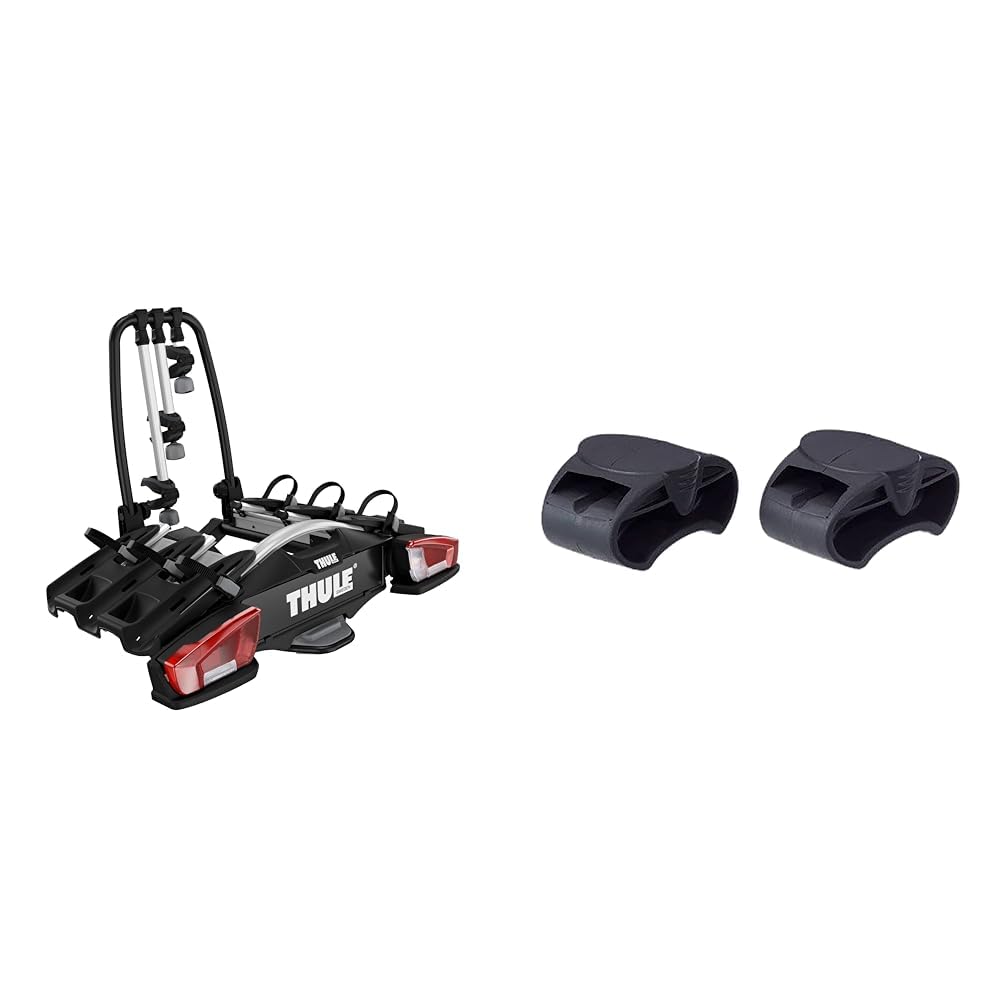 Thule VeloCompact Fahrradträger für Anhängerkupplung 3 Fahrräder & 977200 Radadapter (2er Set), Zubehör, 8 x 8 x 5 cm, schwarz von Thule