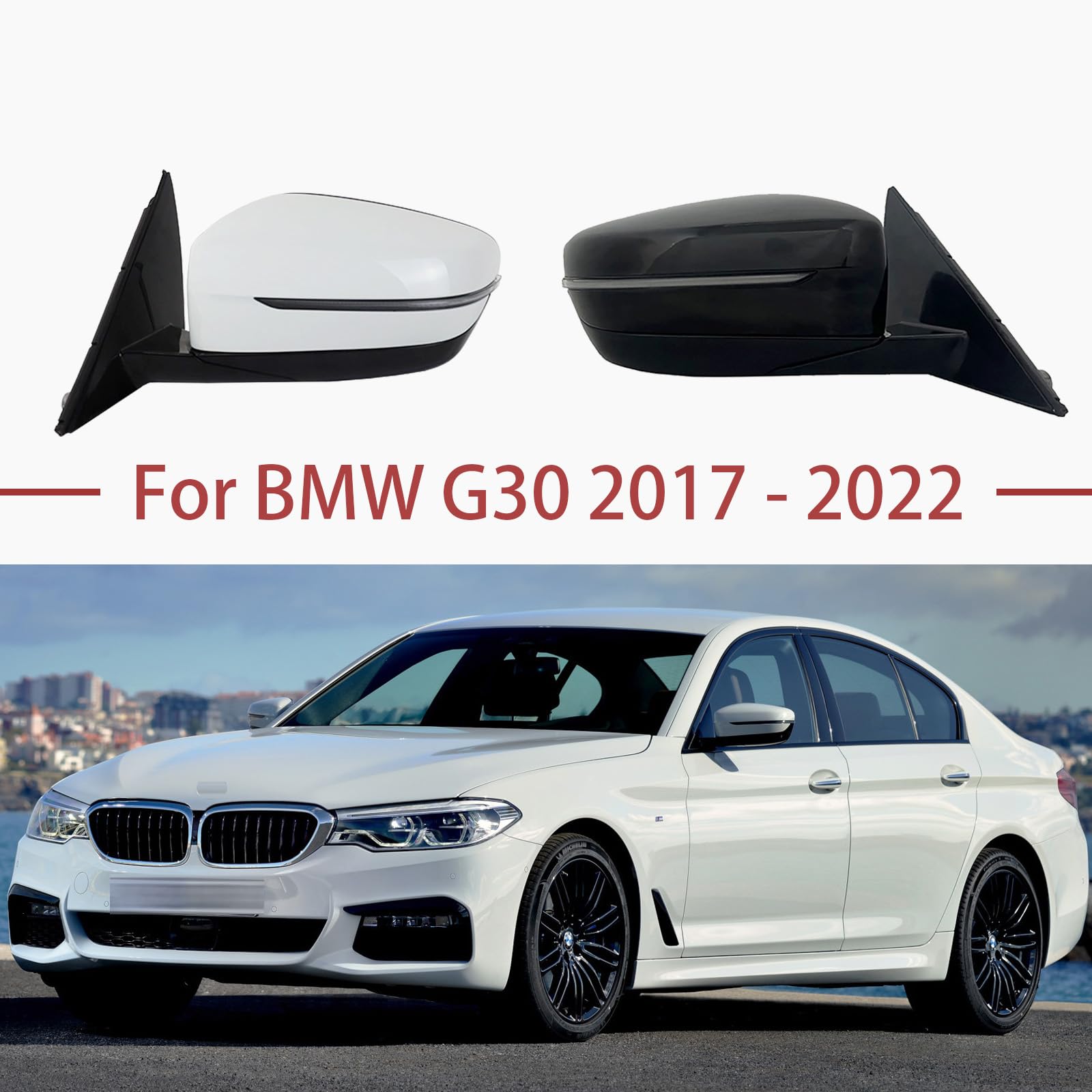 TiJeRa Auto Seitenspiegel für BMW G30 Seitenspiegel 2017 2018 2019 2020 2021 2022 mit Blinker Heizfunktion von TiJeRa