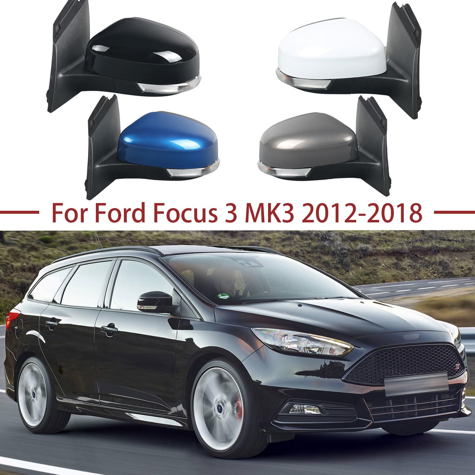 TiJeRa Side View Mirror für Ford Focus 3 MK3 2012-2018 Rückspiegel Montage Auto Außenspiegel von TiJeRa