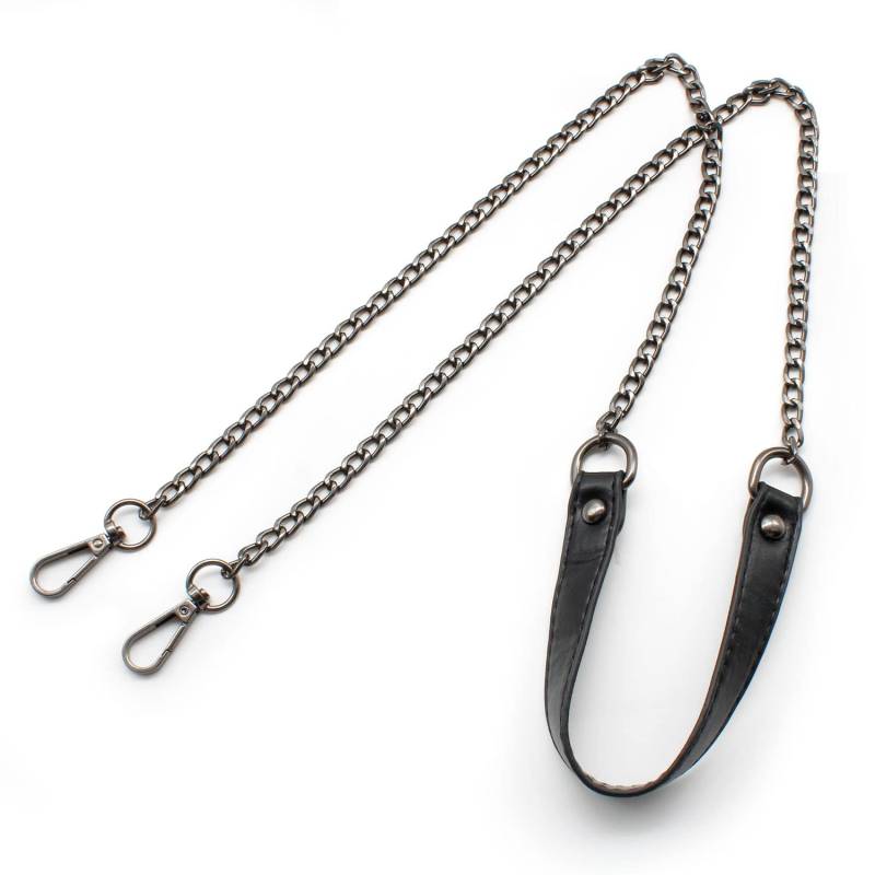 Taschenhenkel mit Karabiner, TIANLIN 120cm Schwarzer Taschenhenkel, Taschenkette mit Leder, Schultergurt für Taschen Schwarz, Geeignet für Umhängetaschen, Handtaschen von TIANLIN