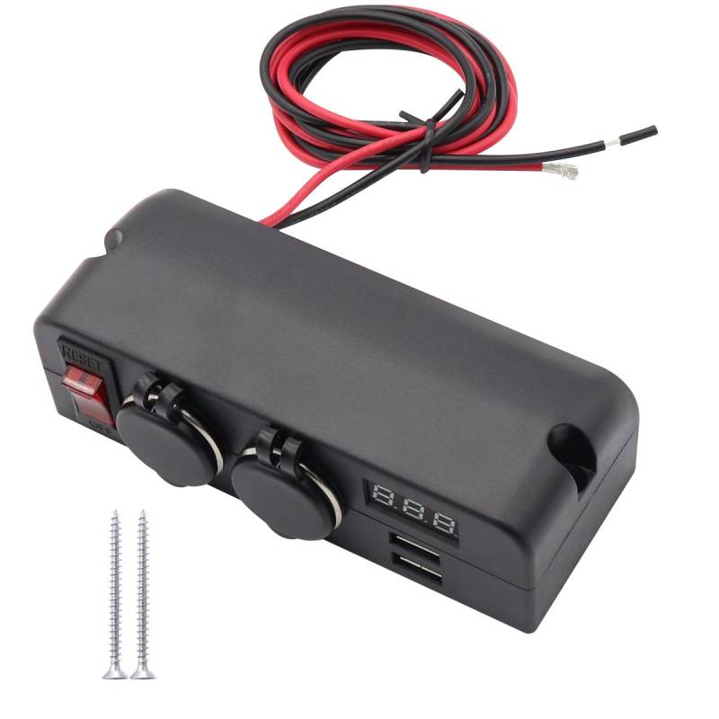 Tiardey Dual USB Steckdose Ladegerät und Dual 12V Steckdose Zigarettenanzünder Splitter Adapter mit LED EIN/Aus Schalter für Auto Wohnmobil LKW Boot von Tiardey