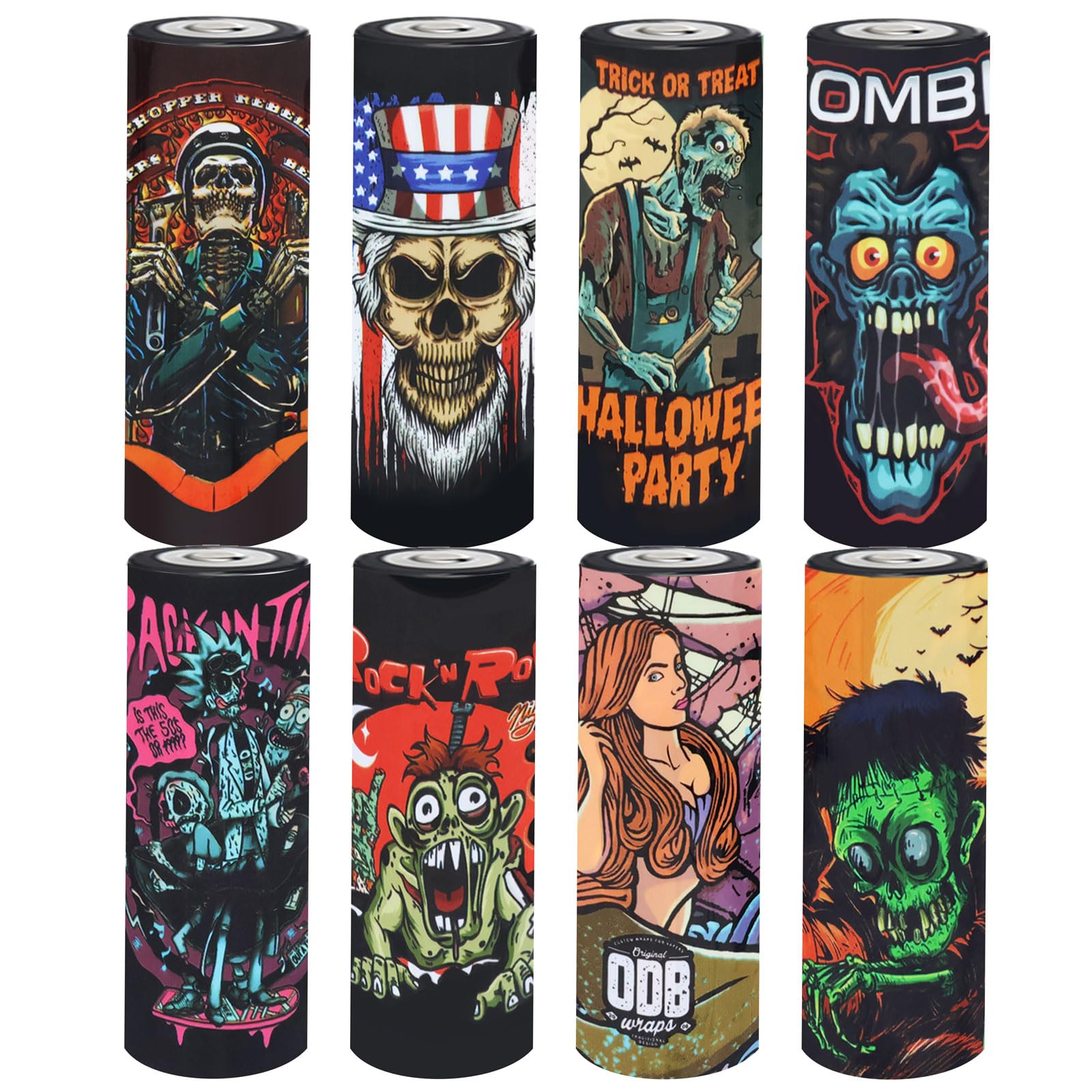 24 Stück 18650 Battery Schrumpfschlauch, Zombie Series PVC Schrumpfschlauch 18650 Akku, Replacement Batterie Schrumpfen Wraps für 18650 Akkus, 8 Stile, Fertig Geschnitten von TiciKim