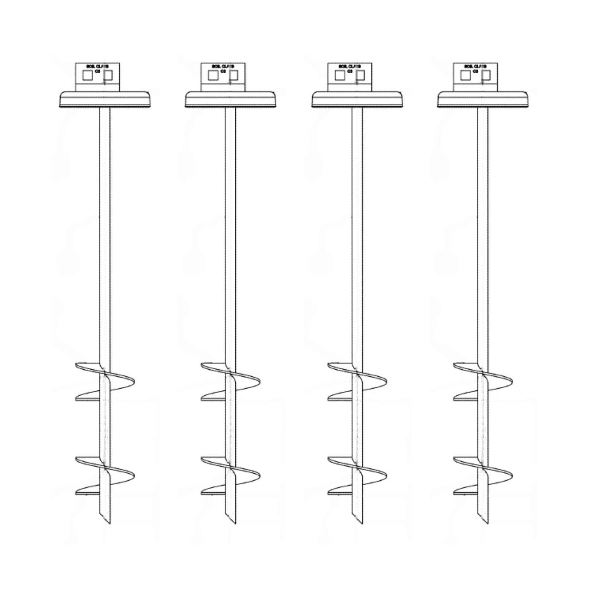 Tie Down Schwarzes tiefes Set – Kappenanker/Stabilisatoren, L 91,4 cm, lang mit 1,9 cm, Stange und 10,2 cm & 15,2 cm Helix mit 15,2 cm Kappe, Klasse 4A (4 Stück) von Tie Down