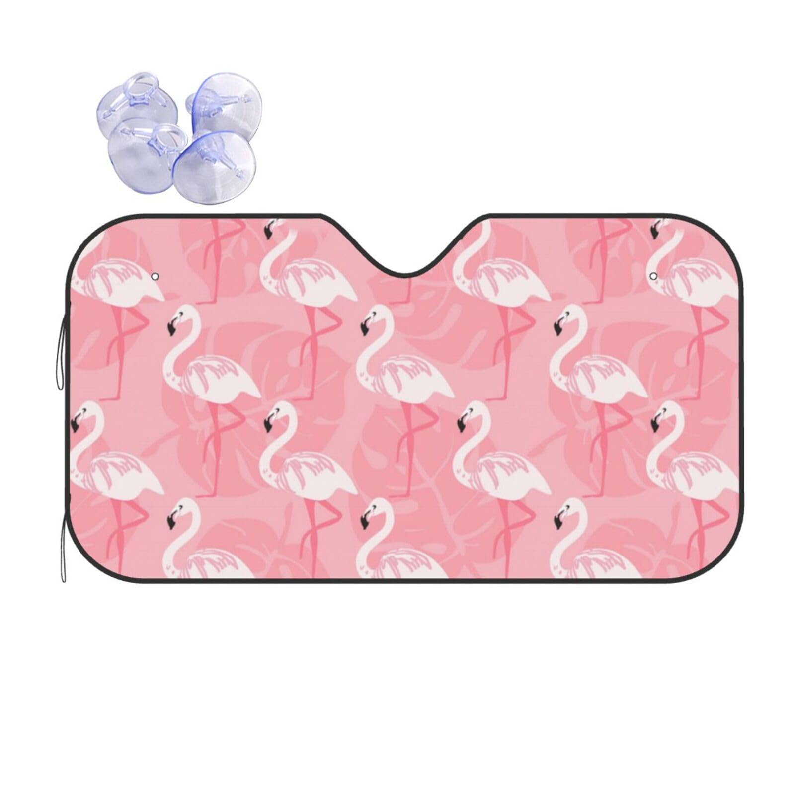 Summer Flamingo Palmblätter Druck Auto Sonnenschutz Auto Windschutzscheibe Sonnenschutz Abdeckung 130 x 69,5 cm 139,9 x 75,9 cm faltbar von TietYaer