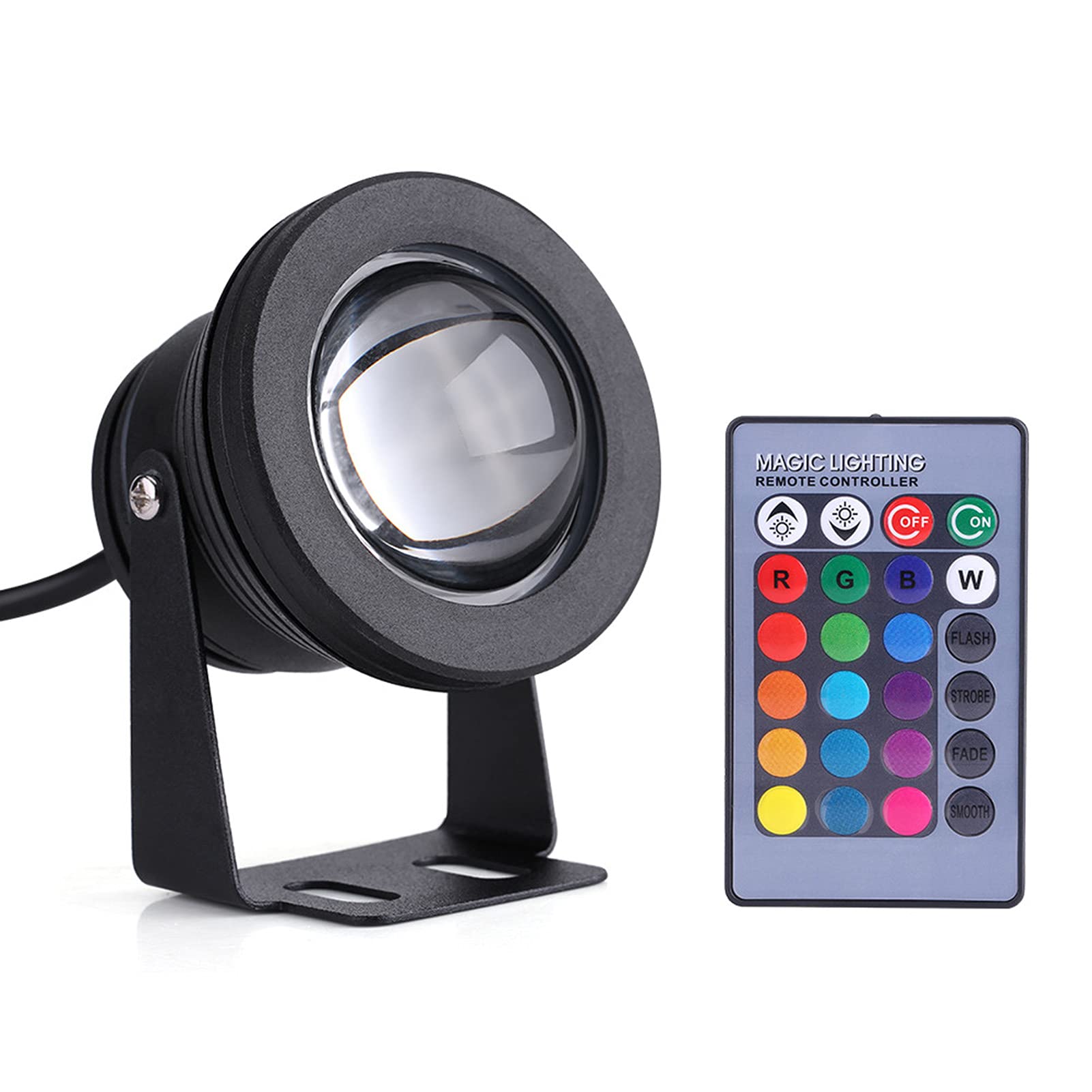 10W 12V RGB-LED-Spotlicht mit Fernbedienung, Regensichere Lampe für Marineboot-Yacht (schwarze Schale) von Tihebeyan