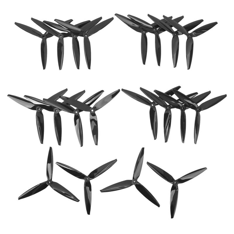 FPV-Drohnenpropeller-Set, 10 Paar 7040 3-Blatt-Propeller aus Polycarbonat, Leichter Ersatz-Tri-Blatt-Propeller für 7-Zoll-8-Zoll-Drohnen (BLACK) von Tihebeyan