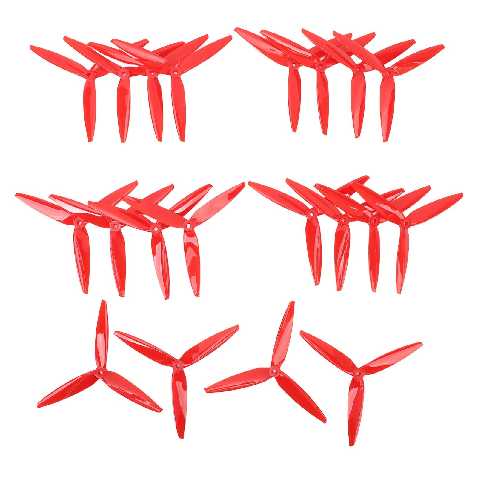 FPV-Drohnenpropeller-Set, 10 Paar 7040 3-Blatt-Propeller aus Polycarbonat, Leichter Ersatz-Tri-Blatt-Propeller für 7-Zoll-8-Zoll-Drohnen (Rot) von Tihebeyan