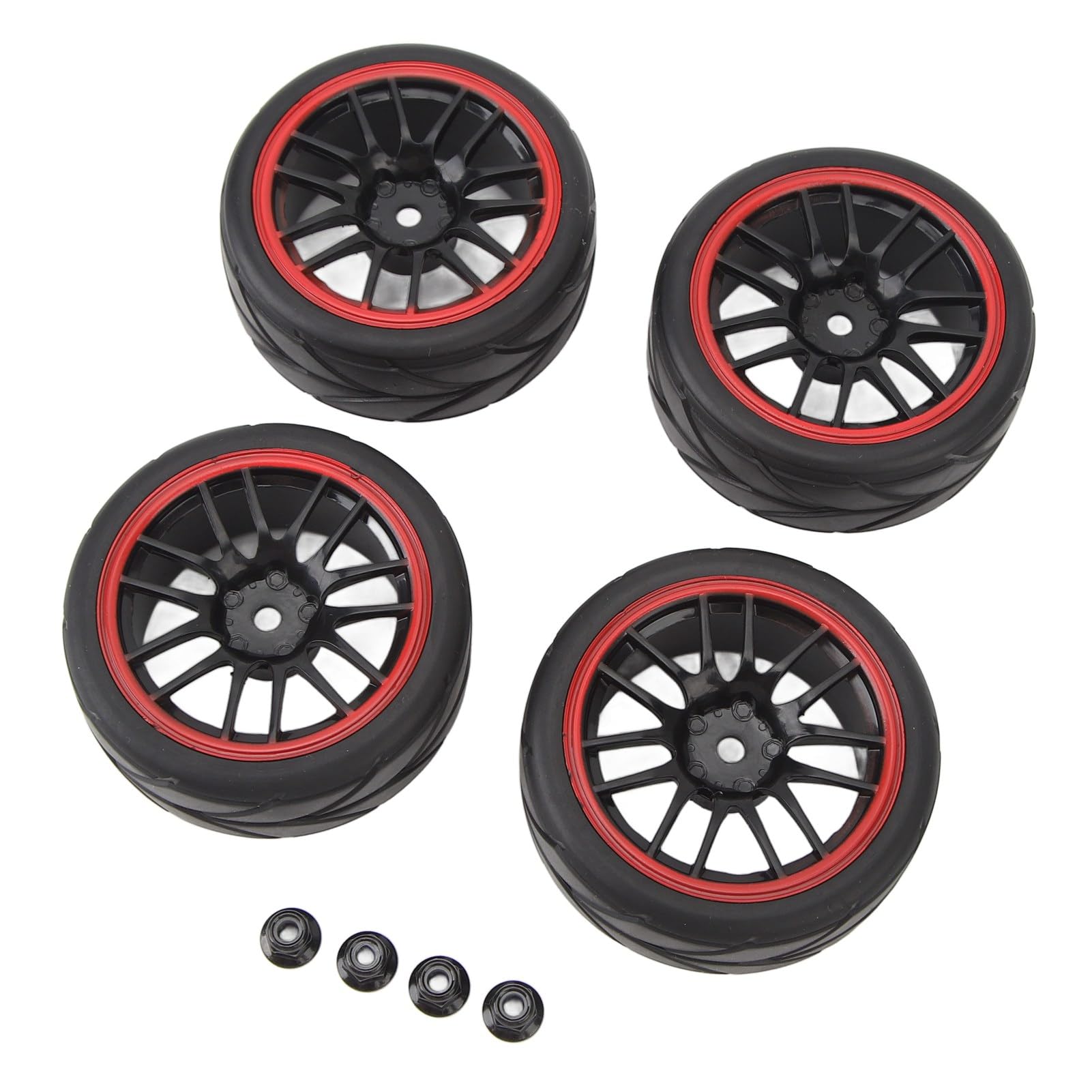 RC-Autoreifen, 4 Stück RC-Car-Gummi-Kunststoffreifen, Starke Dämpfung, RC-Offroad-Autoreifen mit Verbessertem Grip für Axial HSP Redcat HPI 1/10 RC-Car von Tihebeyan