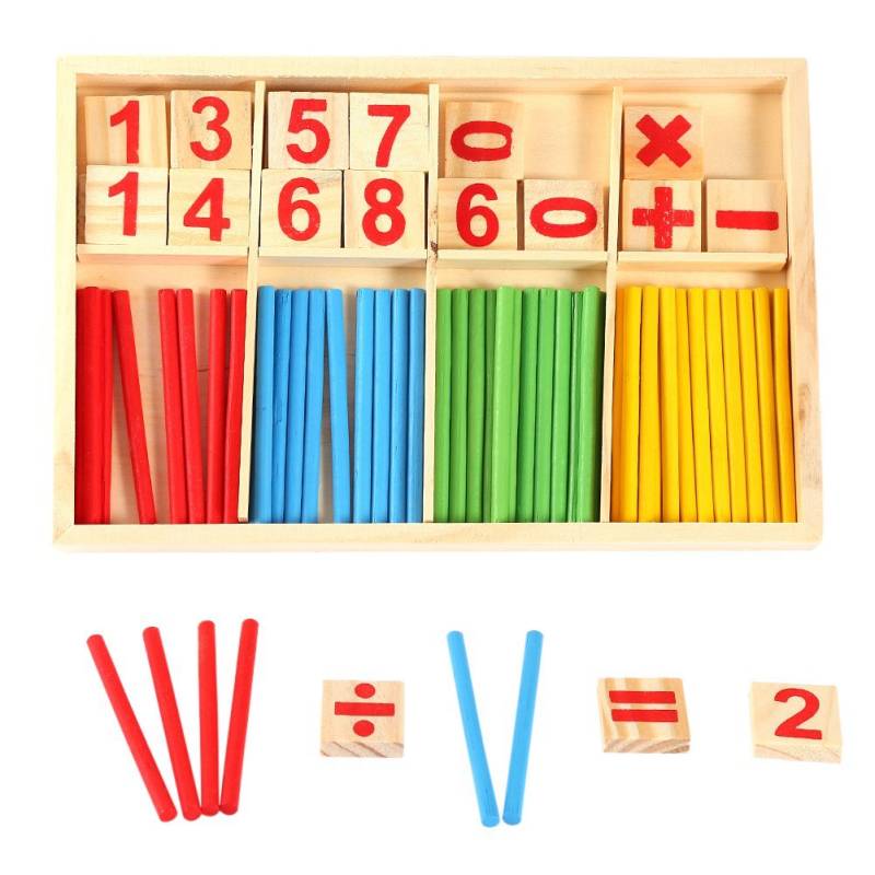 Tihebeyan Math Manipulatives Only, Buntes Hölzernes Baby-Vorschul-Mathe-Lernspielzeug, Zählstäbe, Bausteine, Intelligenz-Entwicklungsspielzeug für das Lernen von Kindern von Tihebeyan