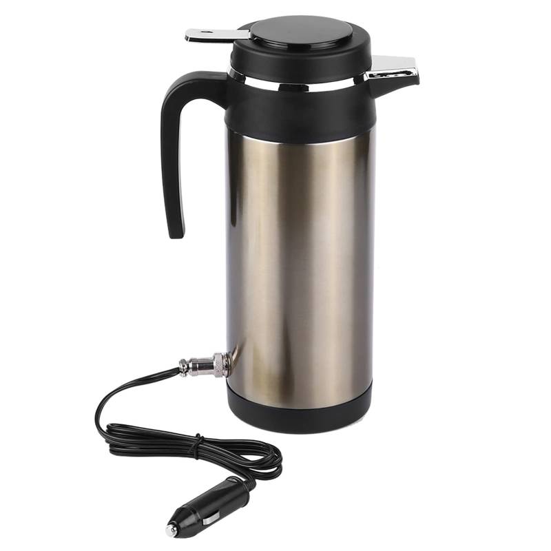 Auto Wasserkocher, 1000ML 24V Edelstahl Elektrisch im Auto Wasserkocher Reise Thermosflaschen Heizung Wasserflasche Heizung Tassenwärmer Auto Wasserkocher Boiler für Kaffee Tee(12V) von Tiiyee