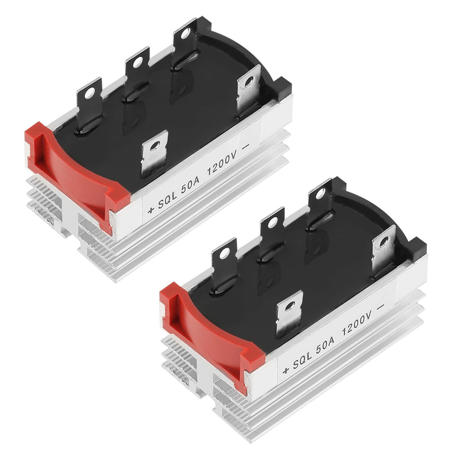 Brückengleichrichter, 2 Stücke Hochleistungsmetallgehäuse Einphasendiode Aluminium 3 Phasendiode Diode Gleichrichter Guter Temperatur Power Cycle Fähigkeit Wärmeableitung Einphasen Dioden(50A 1200V) von Tiiyee