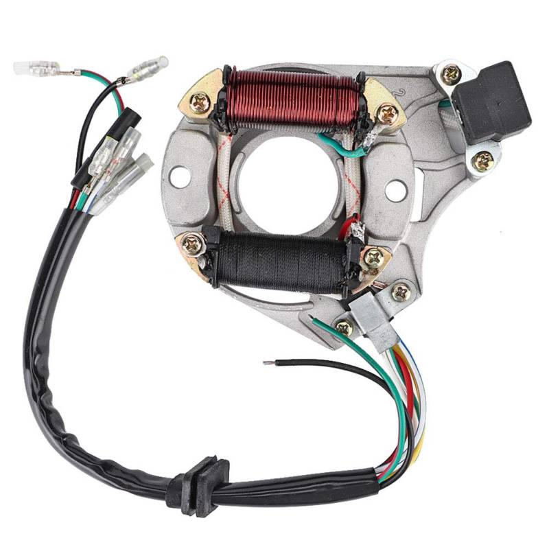 Zündung Stator, Magneto Platte Spule ABS Aluminiumlegierung 2 Spulen Zündstator Magnetplatte Zündmagnet Statorplatte Statorspulenplatte Coil Ersatz Pit Dirt Bike ATV Kart Pitbike Motorrad Roller Moped von Tiiyee