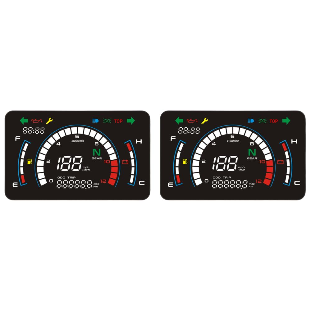 Tikhell Digitaler Tacho für Motorrad, LCD-Bildschirm, Motorrad-Armaturenbrett, größeres Brett, verstellbar, digitaler Messer, Tacho Assy von Tikhell